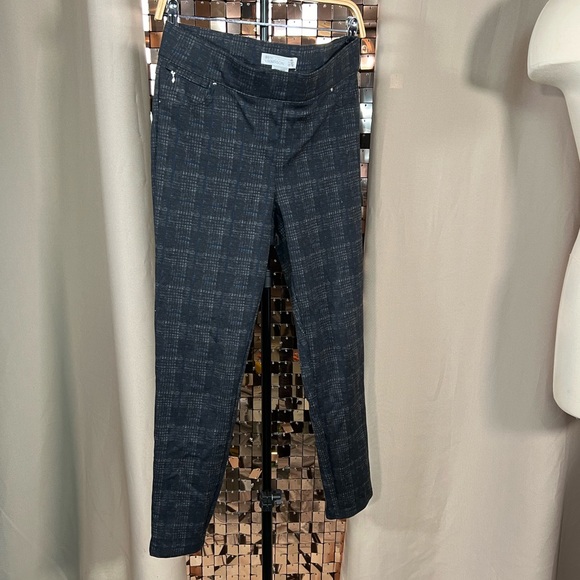 89th & Madison Pants - 89th + Maddison Grey Checked with Blue Pinstripe Legging Trousers Size Medium